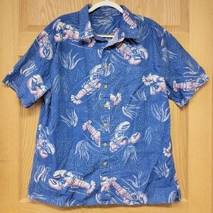 Croft & Barrow Mens Hawaiian Shirt  Size XL Lobster Nautical Beachy Resortwear